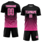 Custom Black Pink-White Gradient Line Sublimation Soccer Uniform Jersey Limited