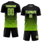 Custom Black Neon Green-White Gradient Line Sublimation Soccer Uniform Jersey Limited