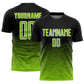 Custom Black Neon Green-White Gradient Line Sublimation Soccer Uniform Jersey