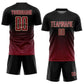 Custom Black Crimson-Cream Gradient Line Sublimation Soccer Uniform Jersey Limited
