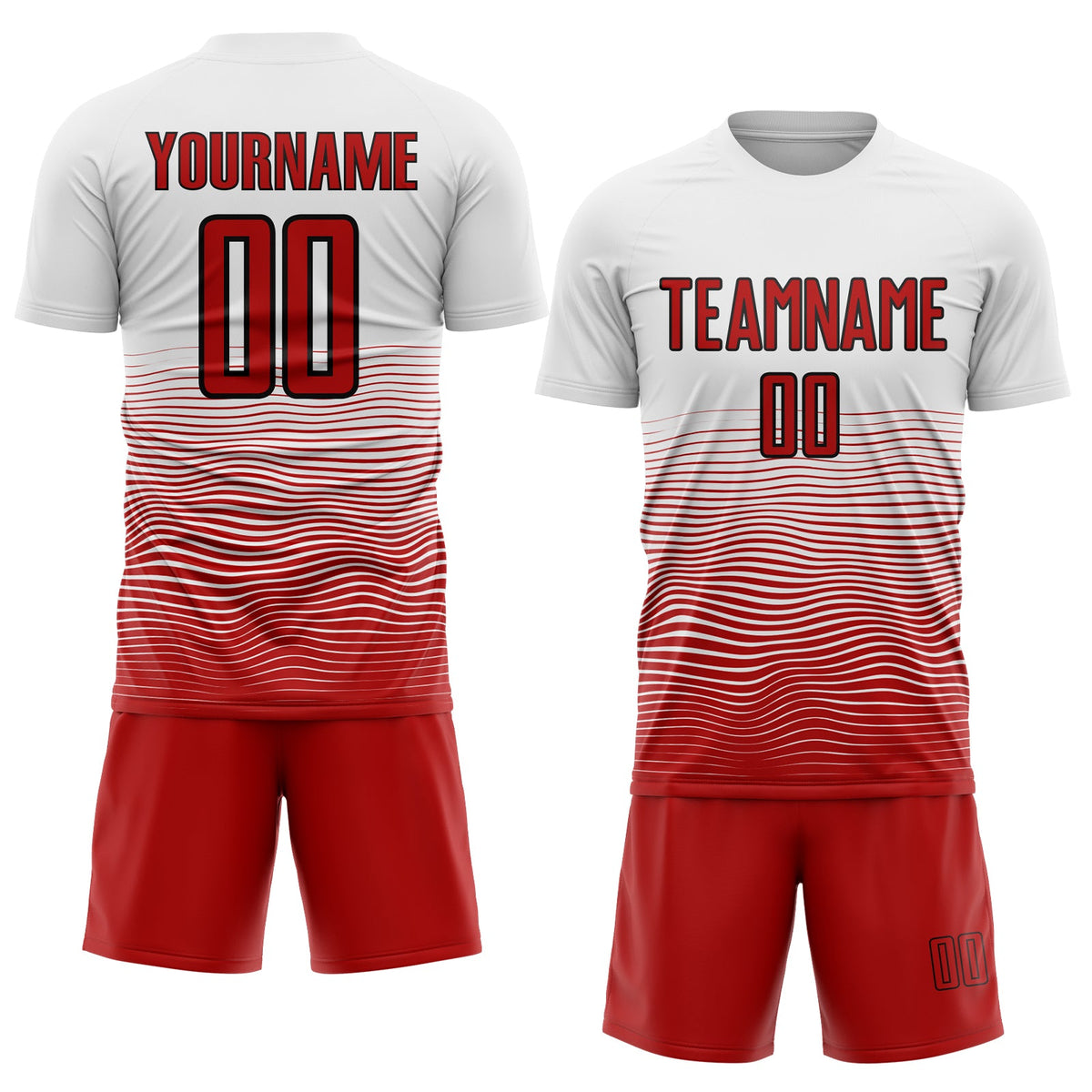 Custom White Red-Black Gradient Line Sublimation Soccer Uniform Jersey Limited