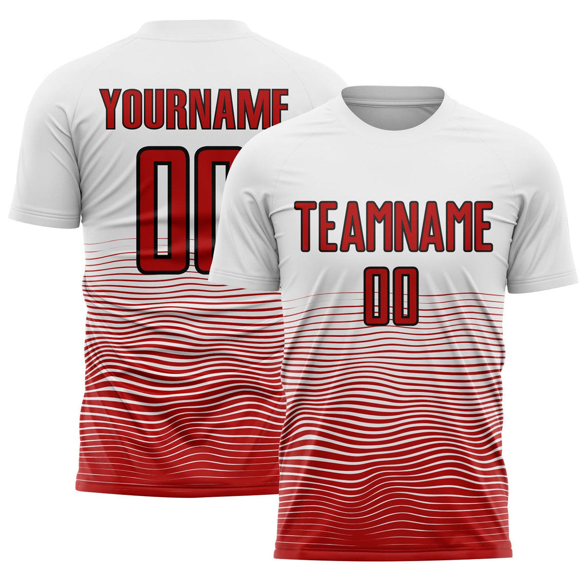 Custom White Red-Black Gradient Line Sublimation Soccer Uniform Jersey