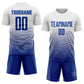 Custom White Royal-Light Blue Gradient Line Sublimation Soccer Uniform Jersey Limited