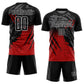 Custom Black Red-White Gradient Scratch Splash Sublimation Soccer Uniform Jersey Limited