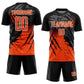 Custom Black Orange-White Gradient Scratch Splash Sublimation Soccer Uniform Jersey Limited