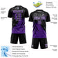 Custom Black Purple-White Gradient Scratch Splash Sublimation Soccer Uniform Jersey Limited