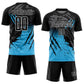 Custom Black Sky Blue-White Gradient Scratch Splash Sublimation Soccer Uniform Jersey Limited