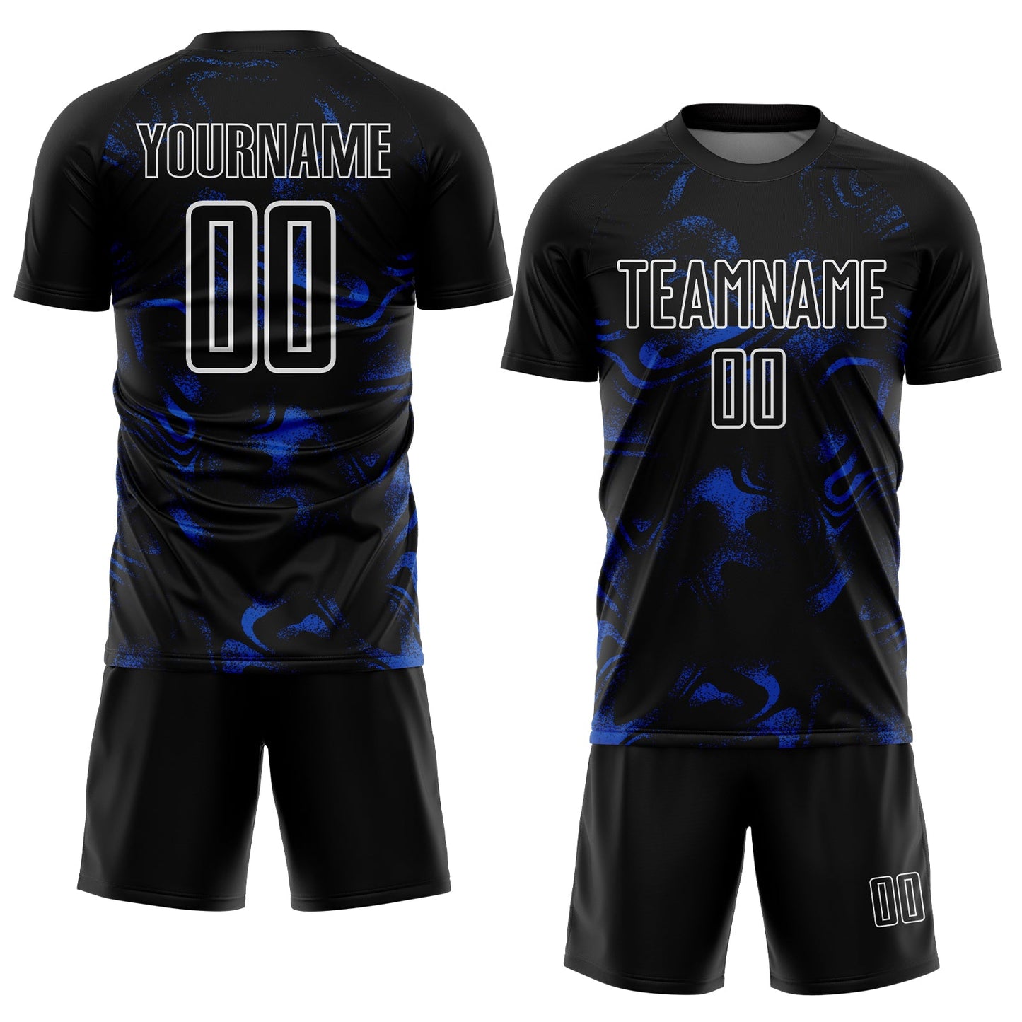 Custom Black Thunder Blue-White Abstract Liquid Sublimation Soccer Uniform Jersey Limited