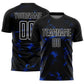 Custom Black Thunder Blue-White Abstract Liquid Sublimation Soccer Uniform Jersey