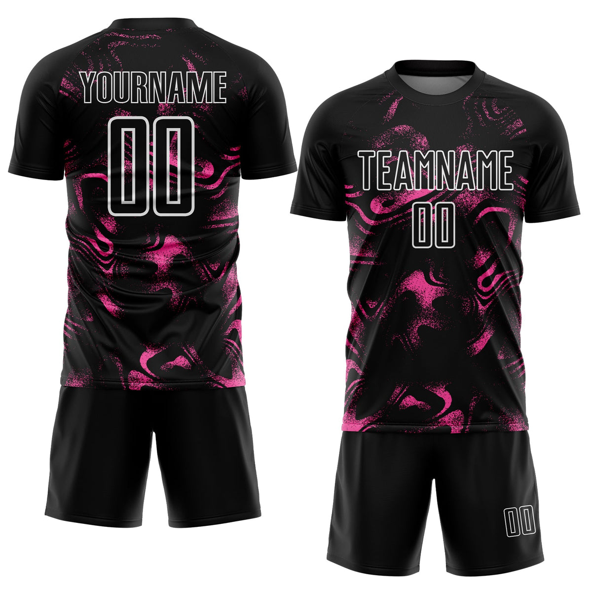 Custom Black Pink-White Abstract Liquid Sublimation Soccer Uniform Jersey Limited