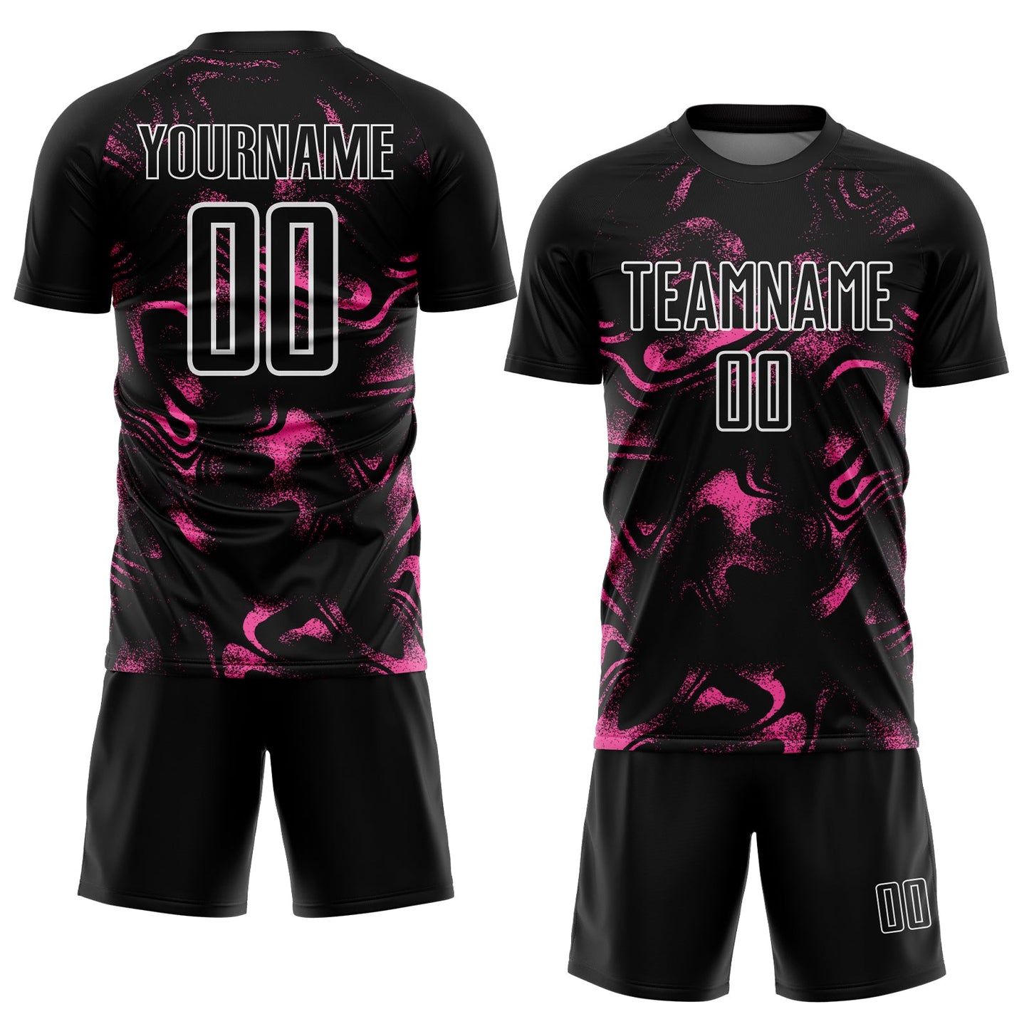 Custom Black Pink-White Abstract Liquid Sublimation Soccer Uniform Jersey Limited