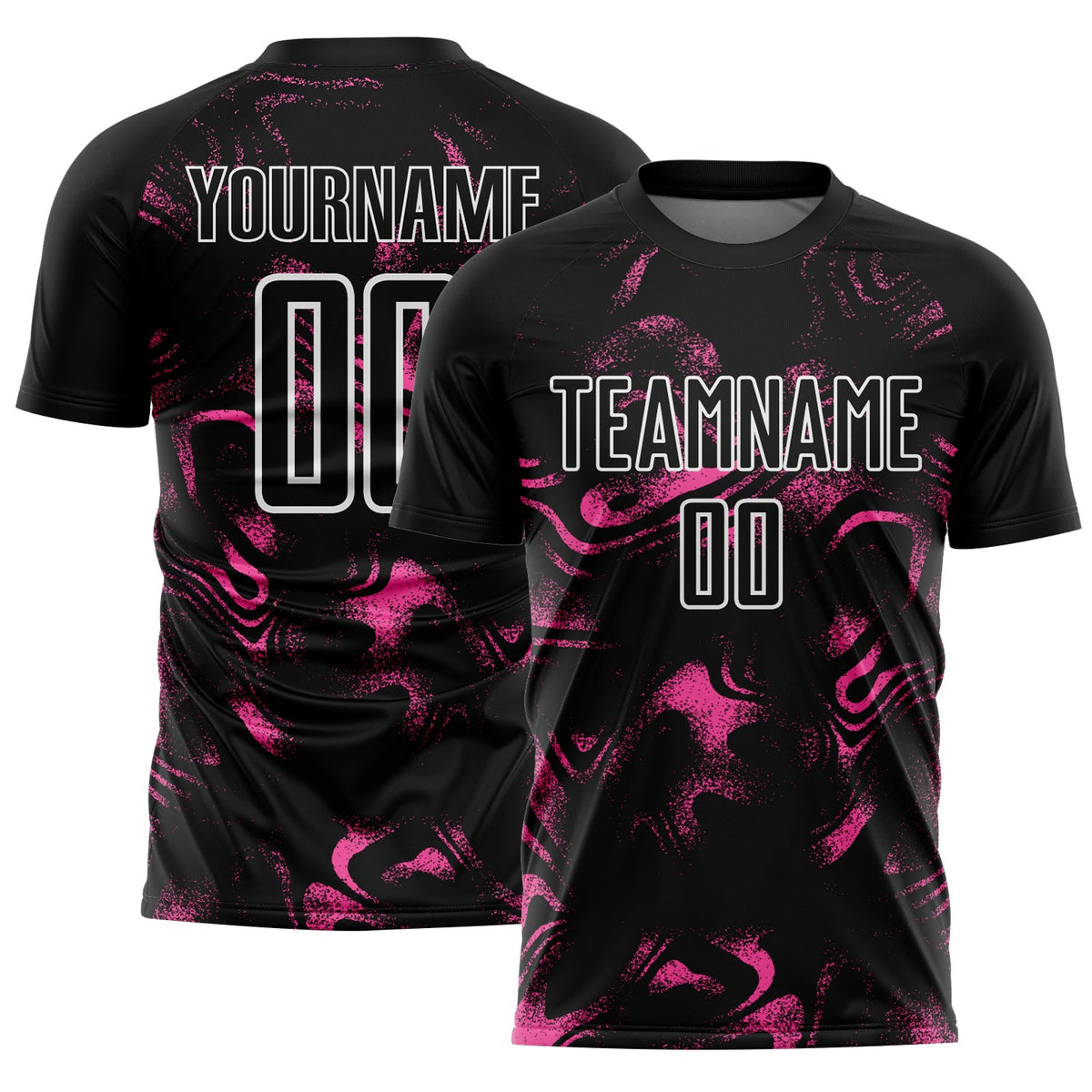 Custom Black Pink-White Abstract Liquid Sublimation Soccer Uniform Jersey