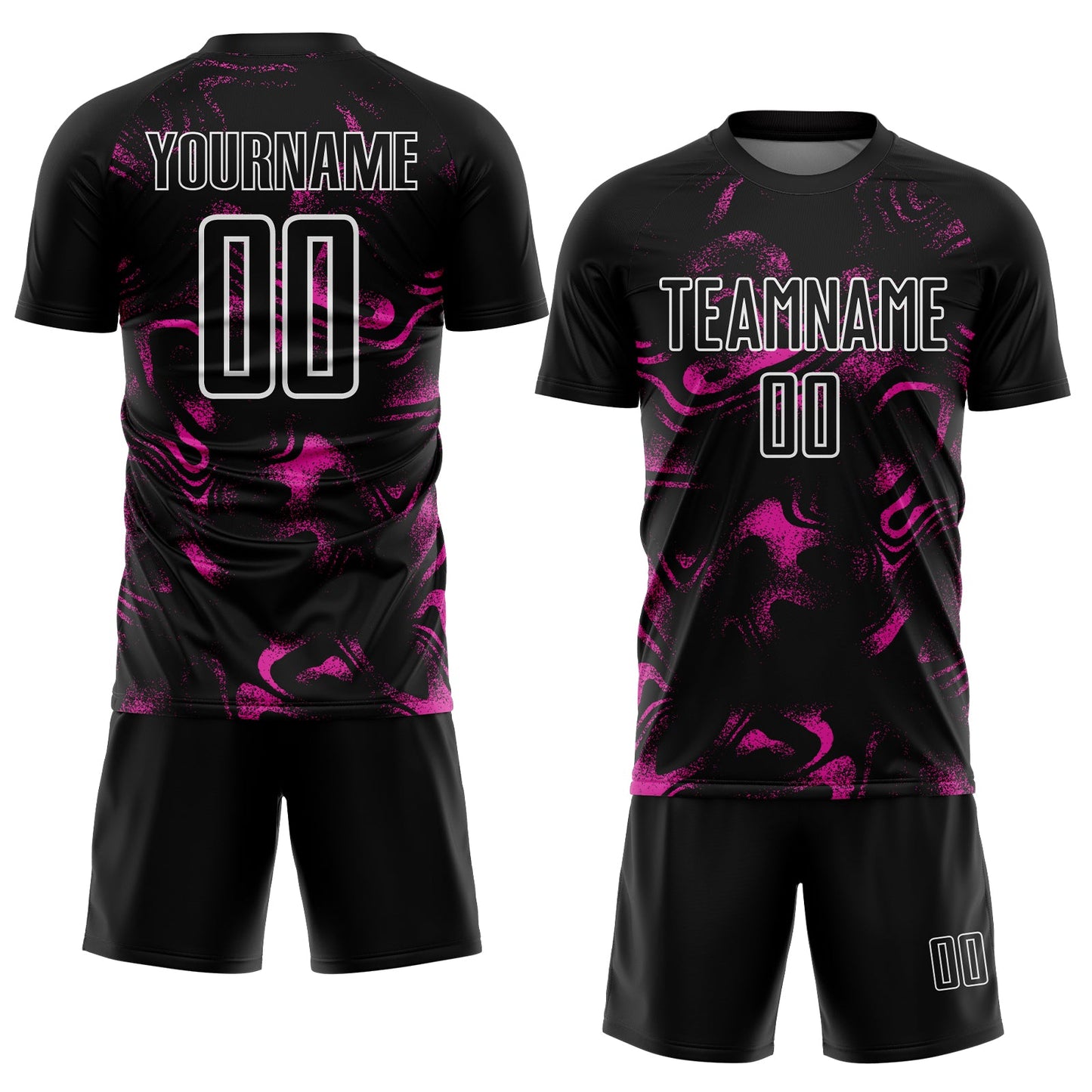 Custom Black Deep Pink-White Abstract Liquid Sublimation Soccer Uniform Jersey Limited