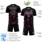 Custom Black Deep Pink-White Abstract Liquid Sublimation Soccer Uniform Jersey Limited