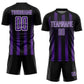 Custom Black Purple-White Geometric Shape Sublimation Soccer Uniform Jersey Limited