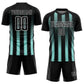 Custom Black Ice Blue-White Geometric Shape Sublimation Soccer Uniform Jersey Limited