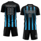 Custom Black Sky Blue-White Geometric Shape Sublimation Soccer Uniform Jersey Limited