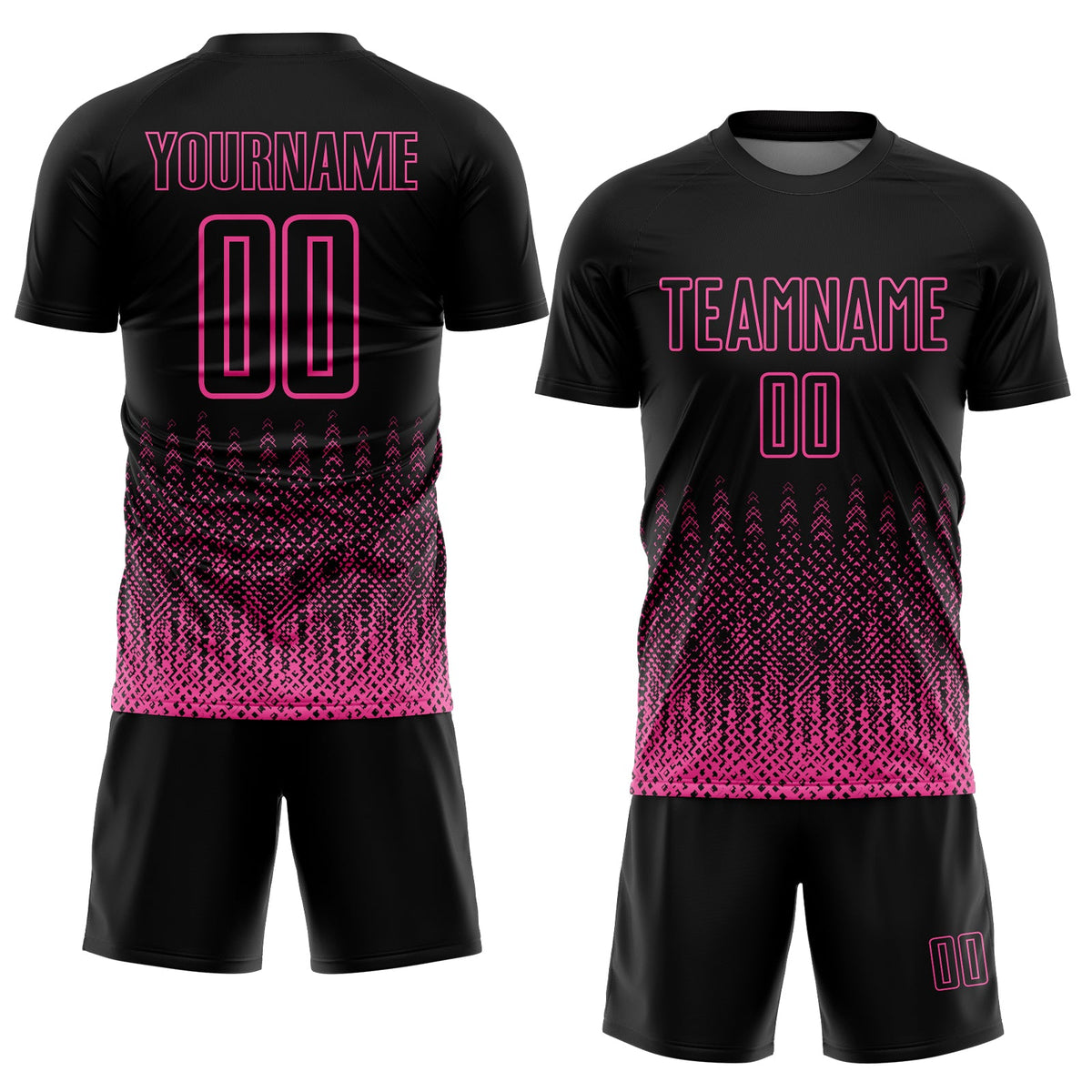 Custom Black Pink Geometric Shape Sublimation Soccer Uniform Jersey Limited