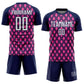 Custom Navy White-Pink Geometric Shape Sublimation Soccer Uniform Jersey Limited