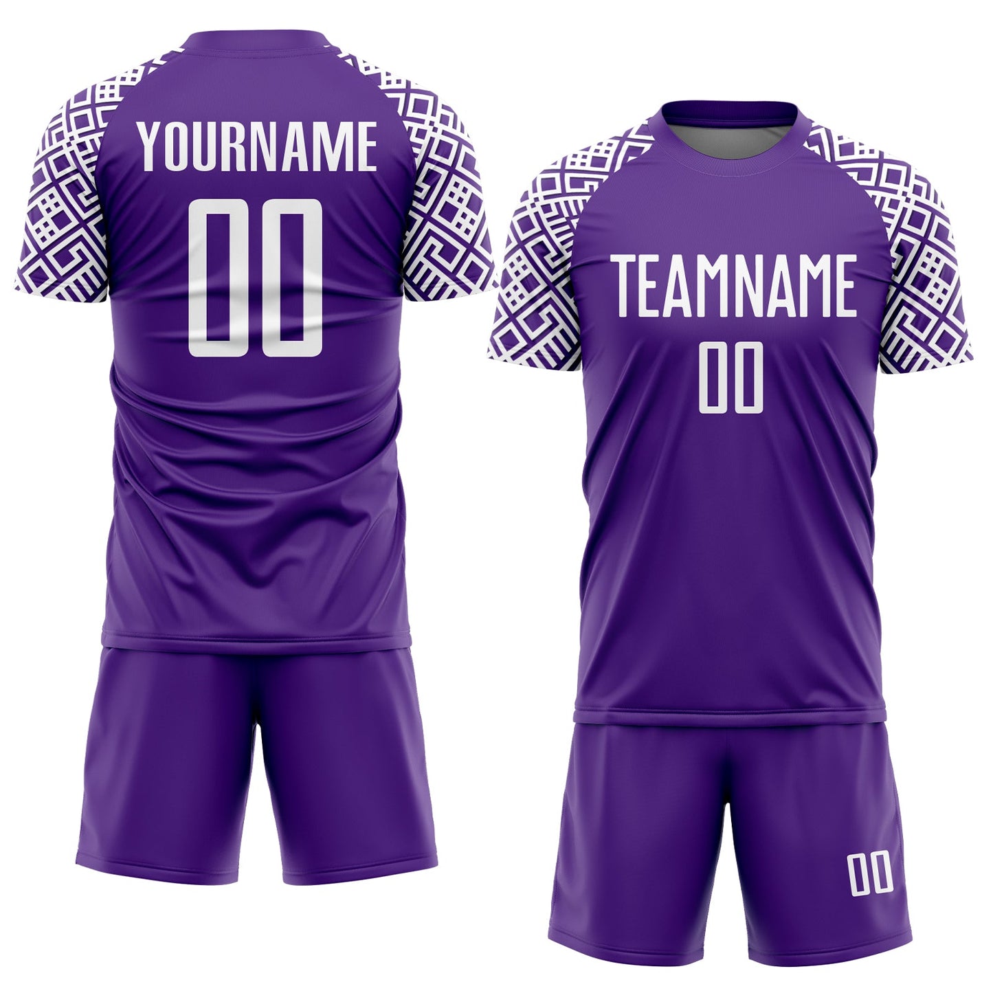 Custom Purple White Geometric Shape Sublimation Soccer Uniform Jersey Limited
