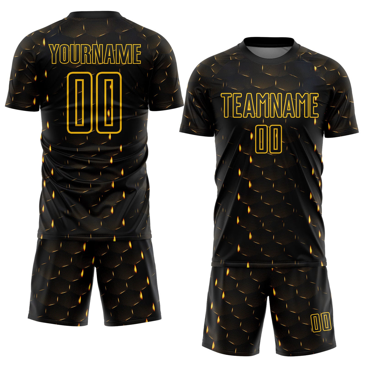 Custom Black Yellow Geometric Shape Sublimation Soccer Uniform Jersey Limited