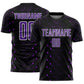 Custom Black Purple-White Geometric Shape Sublimation Soccer Uniform Jersey