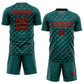 Custom Midnight Green Red-Black Geometric Shape Sublimation Soccer Uniform Jersey Limited