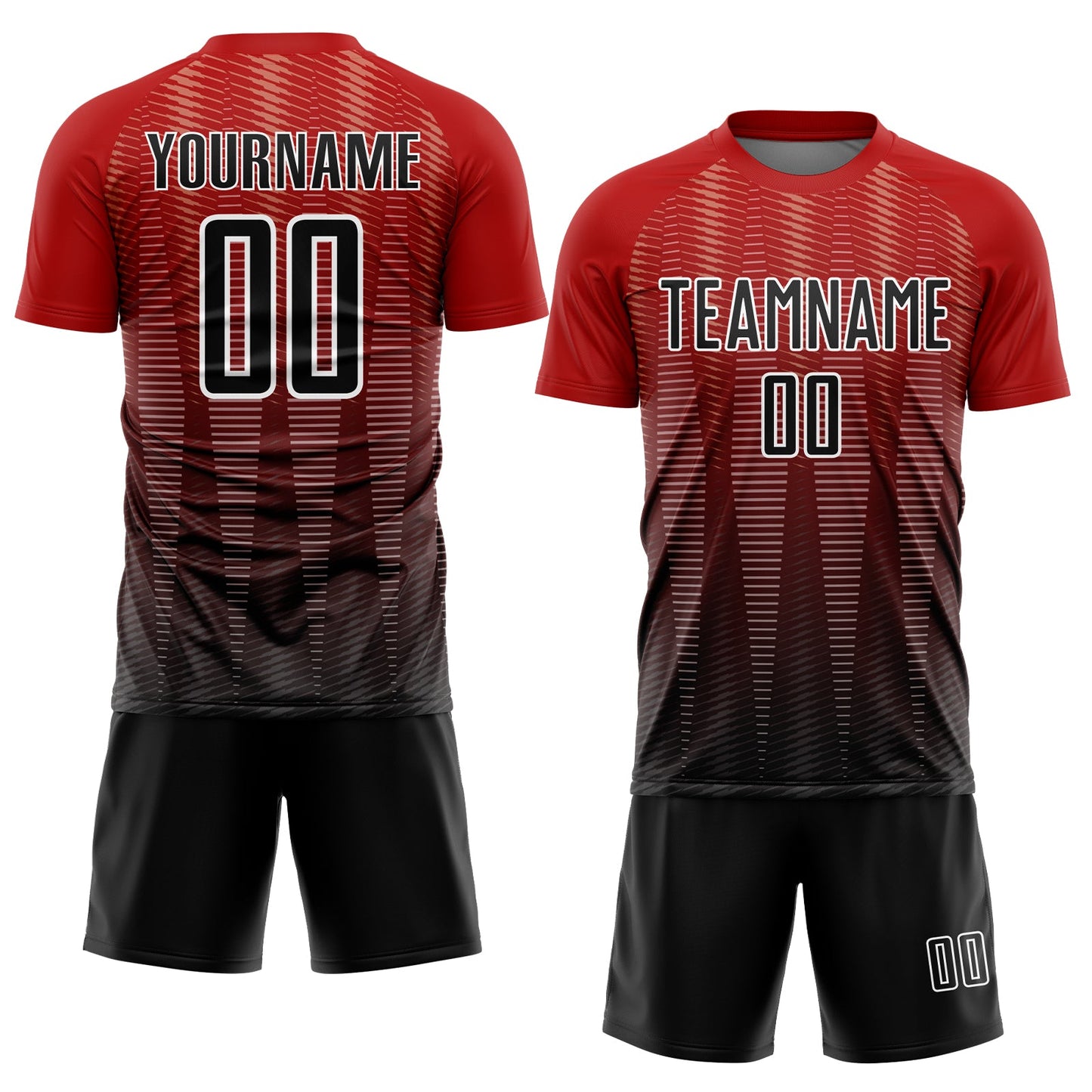 Custom Red Black-White Gradient Line Sublimation Soccer Uniform Jersey Limited