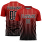 Custom Red Black-White Gradient Line Sublimation Soccer Uniform Jersey
