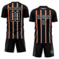 Custom Black Orange-White Stripe Line Sublimation Soccer Uniform Jersey Limited