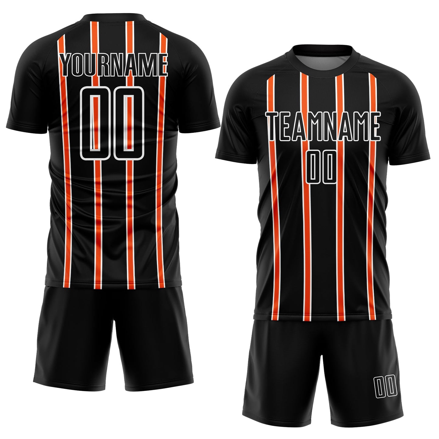 Custom Black Orange-White Stripe Line Sublimation Soccer Uniform Jersey Limited