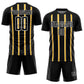Custom Black Gold-White Stripe Line Sublimation Soccer Uniform Jersey Limited