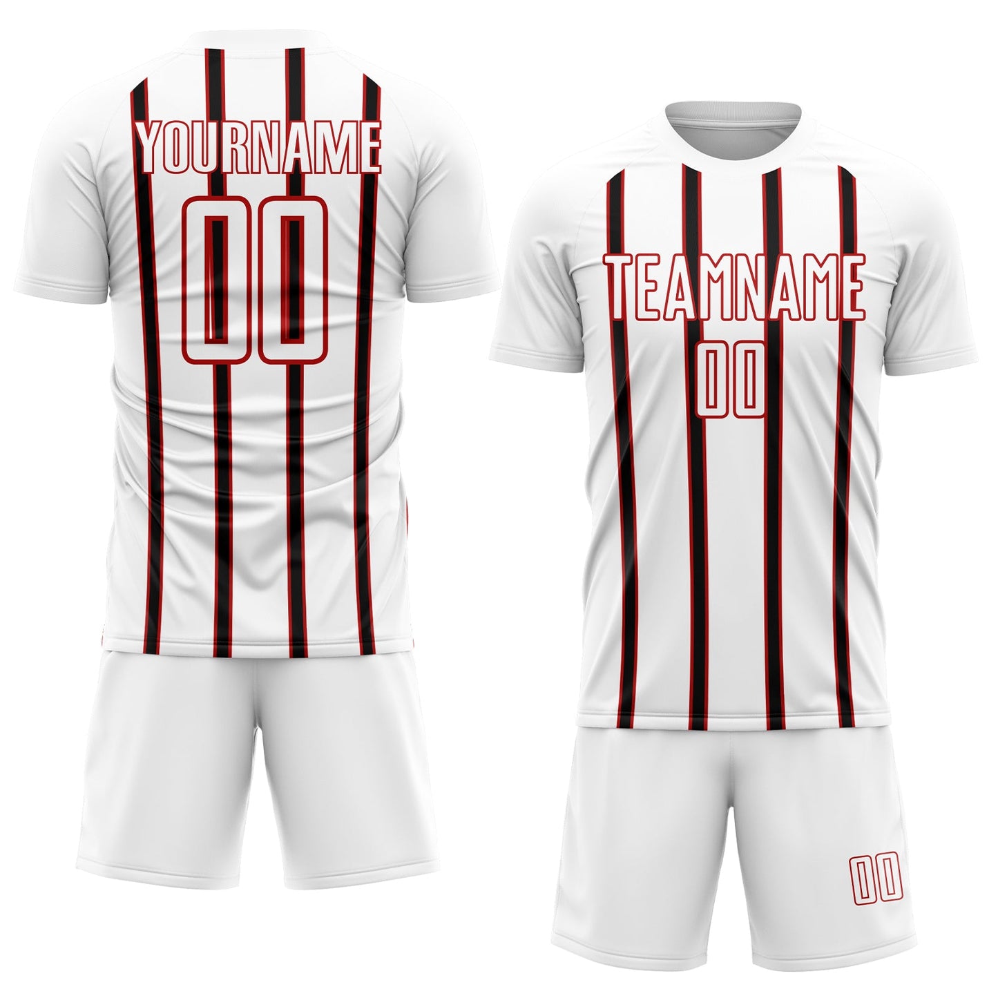 Custom White Black-Red Stripe Line Sublimation Soccer Uniform Jersey Limited