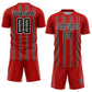 Custom Red Black-White Stripe Line Sublimation Soccer Uniform Jersey Limited