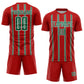 Custom Red Kelly Green-White Stripe Line Sublimation Soccer Uniform Jersey Limited