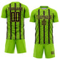 Custom Neon Green Black-Old Gold Stripe Line Sublimation Soccer Uniform Jersey Limited