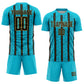 Custom Lakes Blue Black-Old Gold Stripe Line Sublimation Soccer Uniform Jersey Limited
