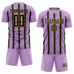 Custom Light Purple Black-Old Gold Stripe Line Sublimation Soccer Uniform Jersey Limited