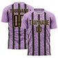 Custom Light Purple Black-Old Gold Stripe Line Sublimation Soccer Uniform Jersey