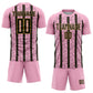 Custom Light Pink Black-Old Gold Stripe Line Sublimation Soccer Uniform Jersey Limited