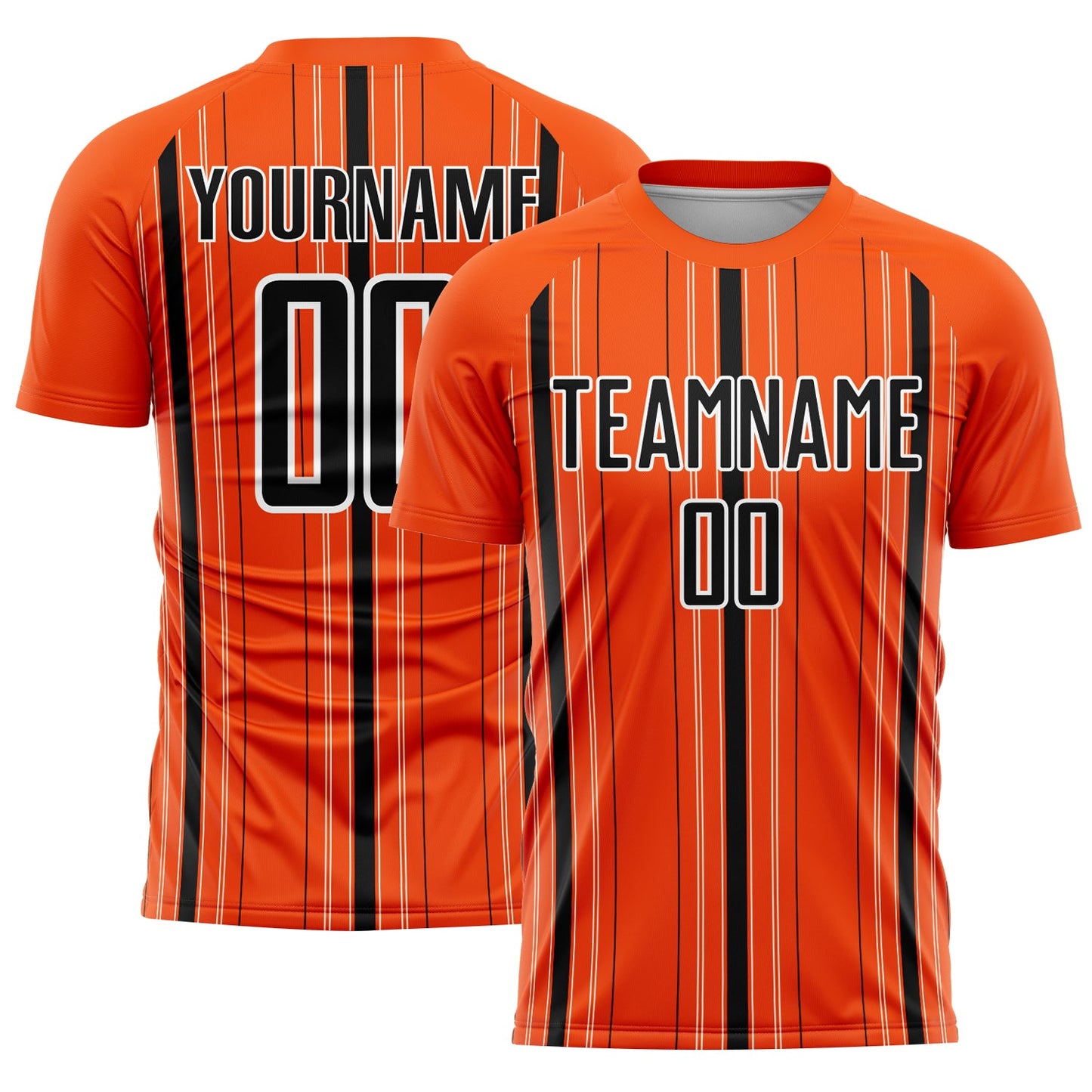 Custom Orange Black-White Stripe Sublimation Soccer Uniform Jersey