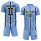 Custom Light Blue Black-White Stripe Sublimation Soccer Uniform Jersey Limited