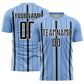 Custom Light Blue Black-White Stripe Sublimation Soccer Uniform Jersey