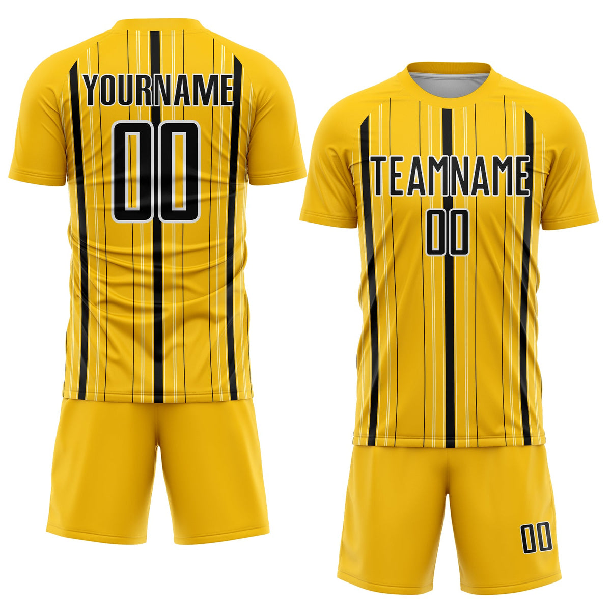 Custom Yellow Black-White Stripe Sublimation Soccer Uniform Jersey Limited