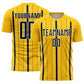 Custom Yellow Black-White Stripe Sublimation Soccer Uniform Jersey