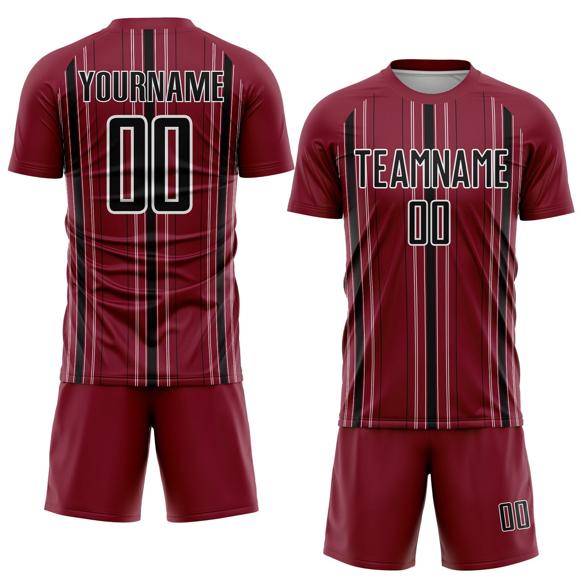 Custom Maroon Black-White Stripe Sublimation Soccer Uniform Jersey Limited