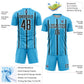 Custom Sky Blue Black-White Stripe Sublimation Soccer Uniform Jersey Limited