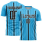 Custom Sky Blue Black-White Stripe Sublimation Soccer Uniform Jersey