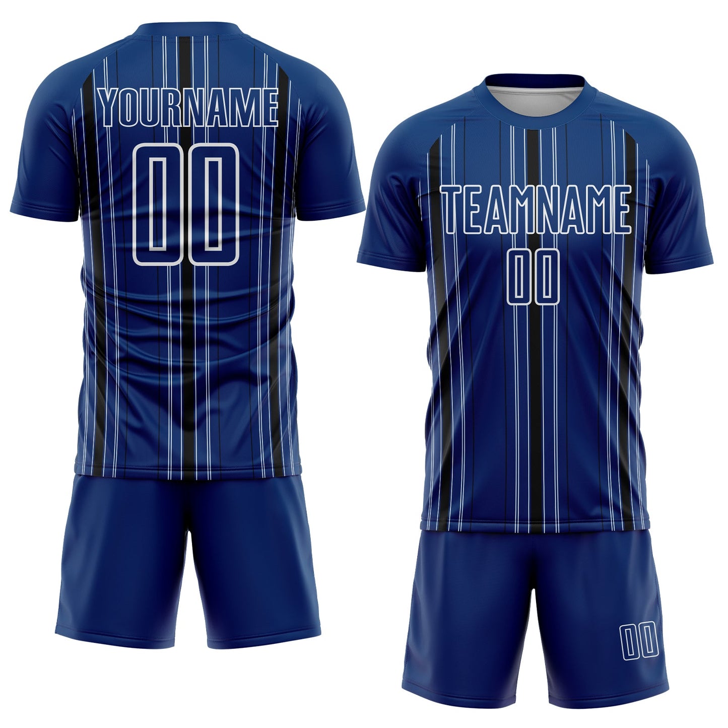 Custom Navy Black-White Stripe Sublimation Soccer Uniform Jersey Limited