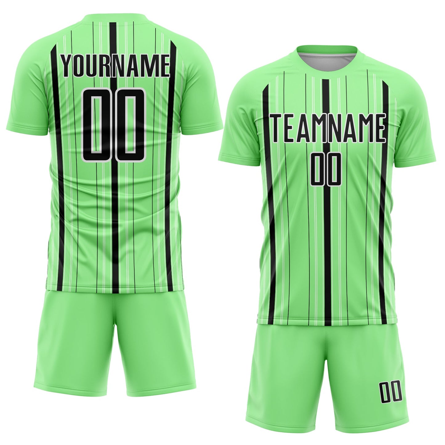 Custom Pea Green Black-White Stripe Sublimation Soccer Uniform Jersey Limited